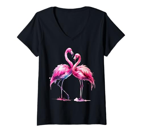 Damen Flamingo Flamingo T-Shirt mit V-Ausschnitt Damen Flamingo Flamingo T-Shirt mit V-Ausschnitt von Flamingo Damen Herren