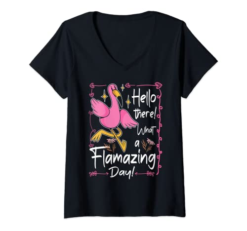 Damen Süßes Flamingo Oberteil für Damen und Mädchen Flamingo kackt T-Shirt mit V-Ausschnitt von Flamingo Damen Oberteil Schlafmaske Damen