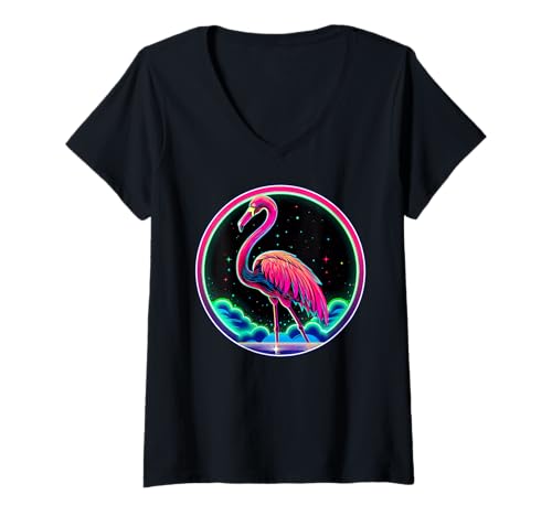 Damen Kosmischer Flamingo T-Shirt mit V-Ausschnitt Damen Kosmischer Flamingo T-Shirt mit V-Ausschnitt von Flamingo Gifts
