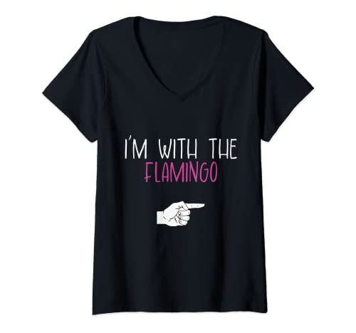 Damen Ich bin bei dem Flamingo T-Shirt mit V-Ausschnitt Damen Ich bin bei dem Flamingo T-Shirt mit V-Ausschnitt von Flamingo Lover Apparel