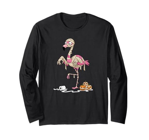 Lustiger Flamingo, Mama, Kürbis, Halloween, Kinder, Herren und Damen Langarmshirt von Flamingo Lovers Cute Halloween Outfits Boy Girl
