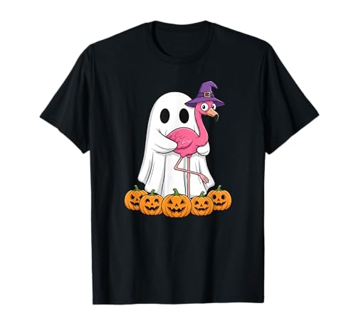 Lustiger Geist Flamingo Kürbis Halloween Kinder Herren Damen T-Shirt von Flamingo Lovers Cute Halloween Outfits Boy Girl