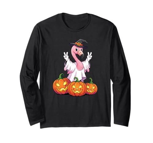 Lustiger Flamingo Geist Kürbis Boo Halloween Kinder Herren Damen Langarmshirt Lustiger Flamingo Geist Kürbis Boo Halloween Kinder Herren Damen Langarmshirt von Flamingo Lovers Halloween Ghost Pumpkin Outfits