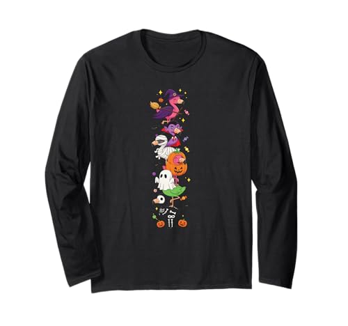 Flamingo Hexe Vampir Geist Halloween Kinder Herren Damen Langarmshirt Flamingo Hexe Vampir Geist Halloween Kinder Herren Damen Langarmshirt von Flamingo Lovers Halloween Skeleton Mummy Outfits