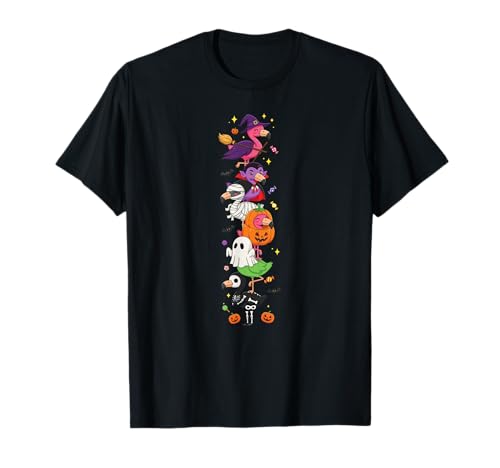 Flamingo Hexe Vampir Geist Halloween Kinder Herren Damen T-Shirt Flamingo Hexe Vampir Geist Halloween Kinder Herren Damen T-Shirt von Flamingo Lovers Halloween Skeleton Mummy Outfits
