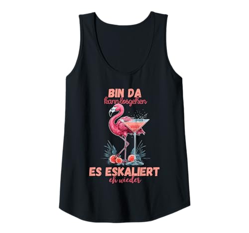 Damen Flamingo Bin da kann losgehen und es eskaliert eh wieder Tank Top Damen Flamingo Bin da kann losgehen und es eskaliert eh wieder Tank Top von Flamingo Partykostüm für Mädelsabend