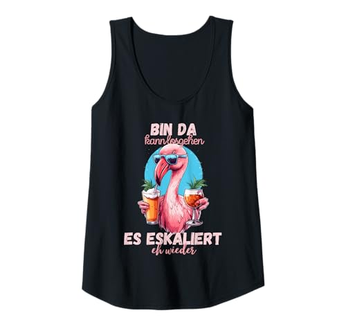 Damen Flamingo Bin da kann losgehen und es eskaliert eh wieder Tank Top Damen Flamingo Bin da kann losgehen und es eskaliert eh wieder Tank Top von Flamingo Partykostüm für Mädelsabend