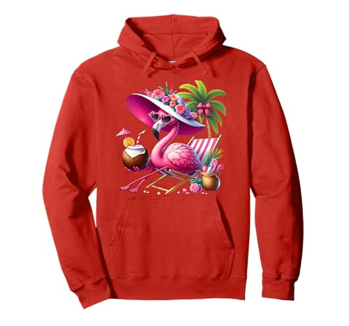 Flamingo Rosa Palme Tropischer Strand Sommer Urlaub Frauen Pullover Hoodie von Flamingo Pink Palm Tree Beach Summer Vacation Tees