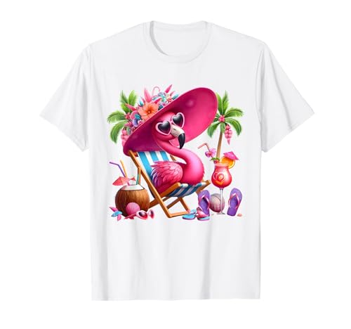 Flamingo Rosa Palme Tropischer Strand Sommer Urlaub Frauen T-Shirt von Flamingo Pink Palm Tree Beach Summer Vacation Tees