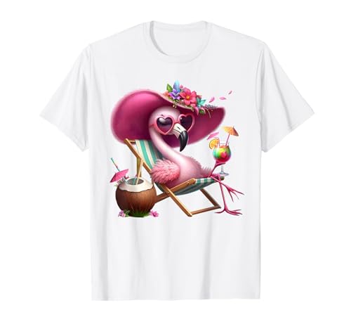 Flamingo Rosa Palme Tropischer Strand Sommer Urlaub Frauen T-Shirt von Flamingo Pink Palm Tree Beach Summer Vacation Tees