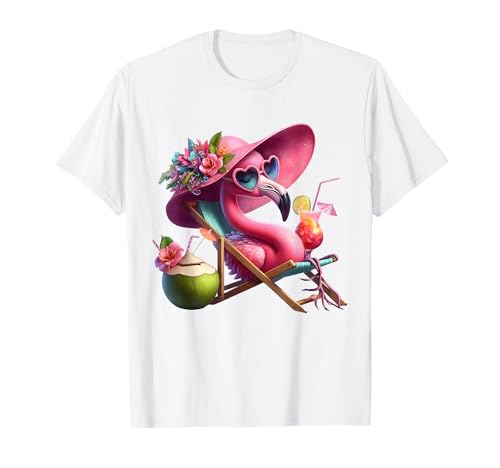 Flamingo Rosa Palme Tropischer Strand Sommer Urlaub Frauen T-Shirt von Flamingo Pink Palm Tree Beach Summer Vacation Tees