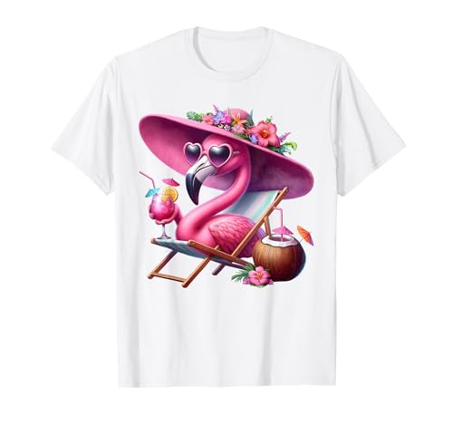 Flamingo Rosa Palme Tropischer Strand Sommer Urlaub Frauen T-Shirt von Flamingo Pink Palm Tree Beach Summer Vacation Tees