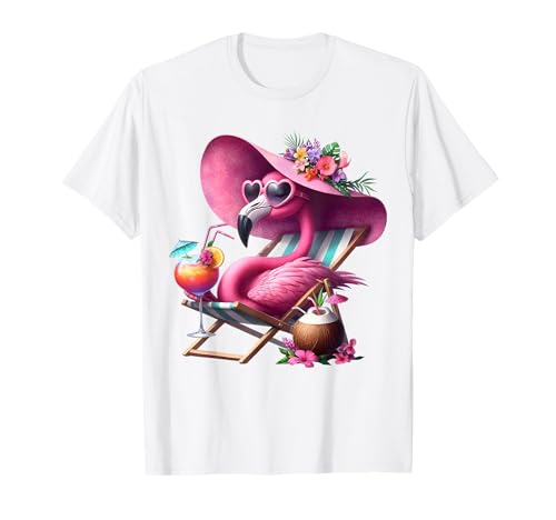 Flamingo Rosa Palme Tropischer Strand Sommer Urlaub Frauen T-Shirt von Flamingo Pink Palm Tree Beach Summer Vacation Tees