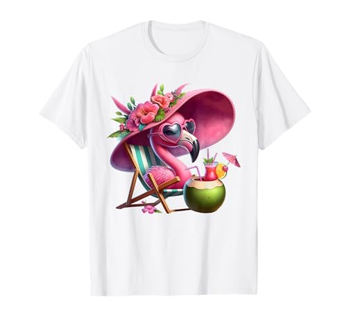 Flamingo Rosa Palme Tropischer Strand Sommer Urlaub Frauen T-Shirt von Flamingo Pink Palm Tree Beach Summer Vacation Tees