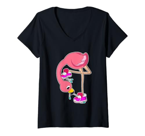Damen Flamingo Schuhe T-Shirt mit V-Ausschnitt Damen Flamingo Schuhe T-Shirt mit V-Ausschnitt von Flamingo Schuhe
