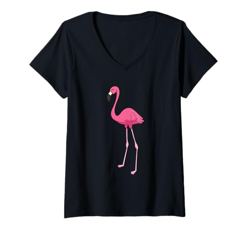 Damen Süßer Flamingo Vogel Pinker Flamingo Pink T-Shirt mit V-Ausschnitt Damen Süßer Flamingo Vogel Pinker Flamingo Pink T-Shirt mit V-Ausschnitt von Flamingo Sprüche und Flamingo Geschenke