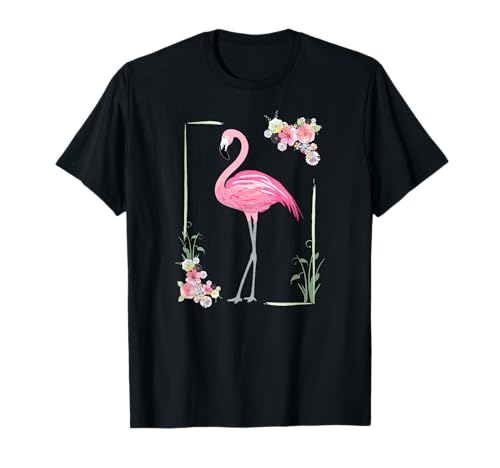 Schönes Flamingo mit Blumen Pflanzen Damen Herren Kinder T-Shirt von Flamingo Vogel Geschenke von JOHN ROMEO