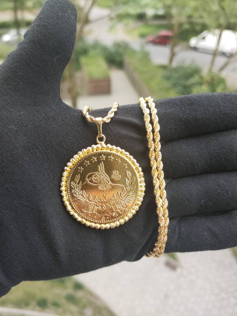 5Li Besibirlik Resat Dorika Halskette Gold Damenschmuck Altin Kolye Goldmünze 60cm 5Li Besibirlik Resat Dorika Halskette Gold Damenschmuck Altin Kolye Goldmünze 60cm von FlamingoJuwelier