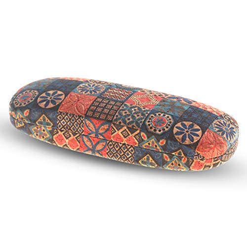 Flanacom Boho Brillenetui Hardcase aus Kork - Designer Damen Brillen-Tasche Brillen-Hülle Hartschale für Sonnenbrille und Lesebrille - Ethno Brillen-Aufbewahrung (Etui 3) von Flanacom