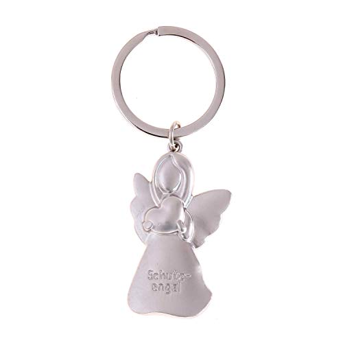 Flanacom Schlüsselanhänger mit Schutzengel Gravur Edelstahl - Silber Glücks-Engel Anhänger - Paare Pärchen-Geschenk - Glücksbringer Auto-Schlüssel Fahranfänger - Freundschafts-Geschenk (Einzeln) von Flanacom