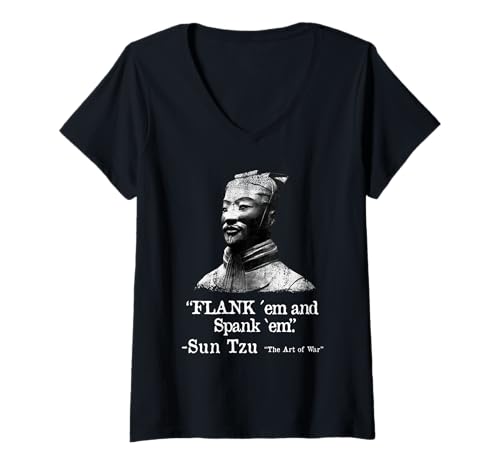 Damen Lustiges Flank Meme em und Spank em Sun Tzu Design T-Shirt mit V-Ausschnitt Damen Lustiges Flank Meme em und Spank em Sun Tzu Design T-Shirt mit V-Ausschnitt von Flank em and spank em Creations