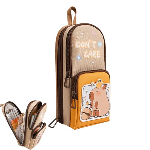 Flanliy Capybara Federmäppchen Aesthetic |Capybara Schreibwaren Sachen Großes Mäppchen aus Stoff mit Fächern,Cute Stuff zum Aufbewahren von Stiften, Linealen und Radiergummis (Gelb) von Flanliy