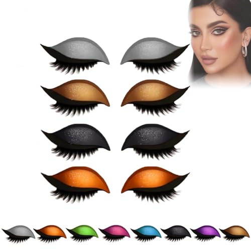 Lazy Eye Shadow Wimpern Patch, Lidschatten Wimpern Make Up Aufkleber, Bunte Glitzer Lidschatten Aufkleber mit Künstliche Wimpern, 2 in 1 Lidschatten Wimpern Aufkleber Wiederverwendbare (4 Parr A) von Flanliy