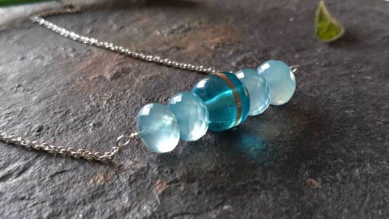Blaue Chalcedon Halskette, Blau Vintage Lampwork Kette Edelstein Und Sterling Silber Geschenk Für Sie Blaue Chalcedon Halskette, Blau Vintage Lampwork Kette Edelstein Und Sterling Silber Geschenk Für Sie von FlarantoJewelry