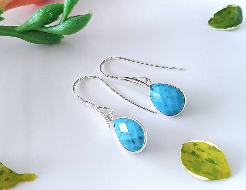 Blaue Türkis Ohrringe, Sterling Silber Teardrop Edelstein Echte Kostenloser Versand, Geschenk Für Sie Blaue Türkis Ohrringe, Sterling Silber Teardrop Edelstein Echte Kostenloser Versand, Geschenk Für Sie von FlarantoJewelry