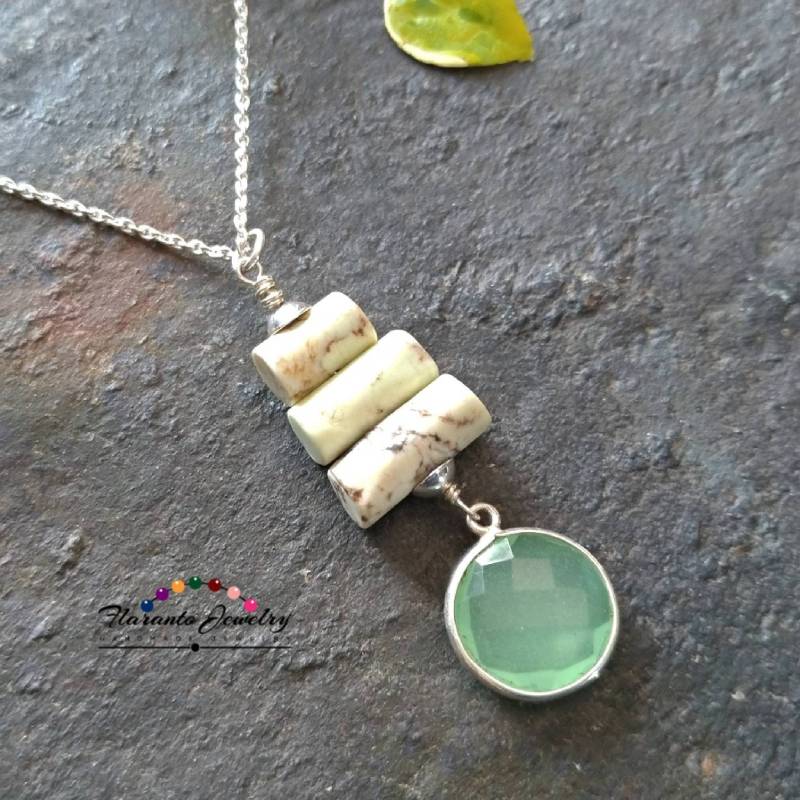 Chrysoprase Und Chalcedon Halskette, Sterling Silber Edelstein Kette Grüne Kostenloser Versand, Geschenk Für Sie Chrysoprase Und Chalcedon Halskette, Sterling Silber Edelstein Kette Grüne Kostenloser Versand, Geschenk Für Sie von FlarantoJewelry