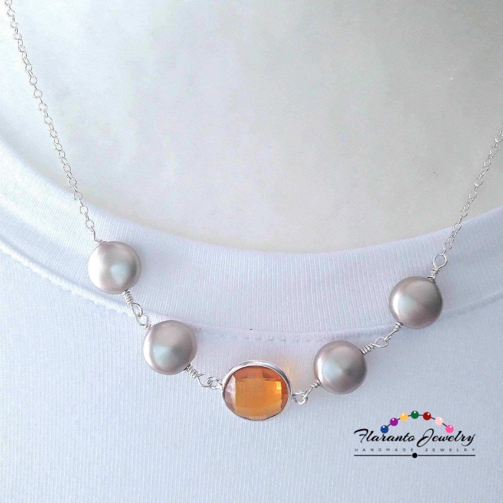 Citrin Kette Halskette, Sterling Silber Quarz Edelstein Citrine Anhänger, November Birthstone, Geschenk Für Sie von FlarantoJewelry