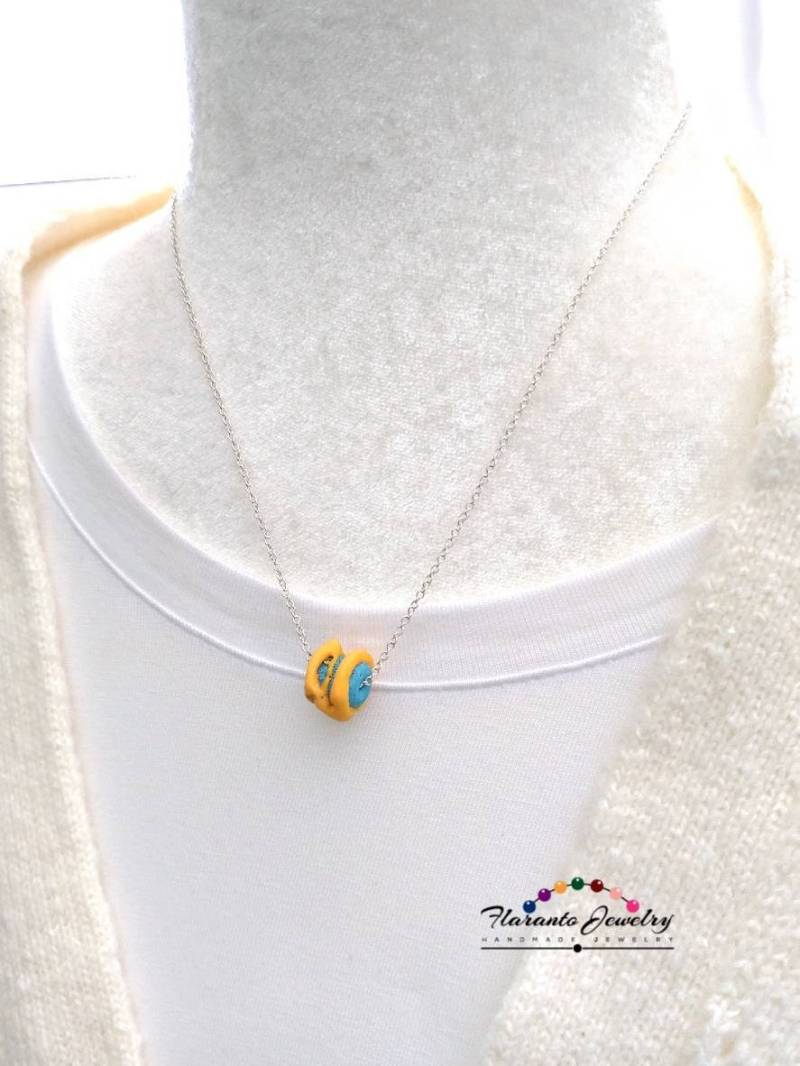 Gelb Und Blau Vintage Lampwork Anhänger, Halskette, Sterling Silber Kette Perle Geschenk Für Sie Gelb Und Blau Vintage Lampwork Anhänger, Halskette, Sterling Silber Kette Perle Geschenk Für Sie von FlarantoJewelry