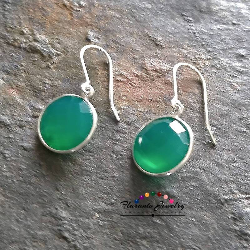 Grüne Onyx Ohrringe, Sterling Silber Edelstein Perlen Kostenloser Inlandsversand, Jeden Tag Geschenk Für Sie von FlarantoJewelry
