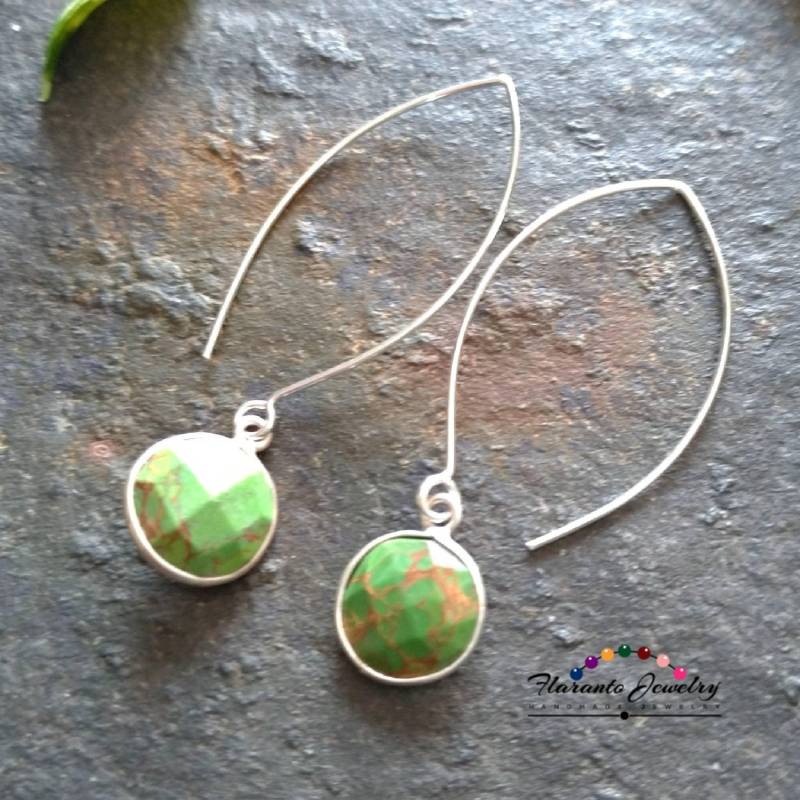 Grüne Türkis Ohrringe, Sterling Silber Echte Lünette Geschenk Für Sie Grüne Türkis Ohrringe, Sterling Silber Echte Lünette Geschenk Für Sie von FlarantoJewelry