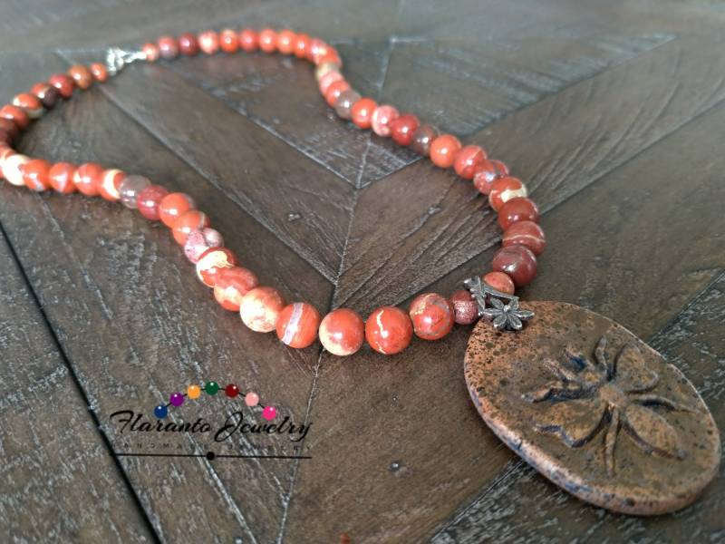 Hornet Anhänger Und Roten Jaspis Halskette, Edelsteine Sterling Silber Blume Kaution Geschenk Für Sie Hornet Anhänger Und Roten Jaspis Halskette, Edelsteine Sterling Silber Blume Kaution Geschenk Für Sie von FlarantoJewelry