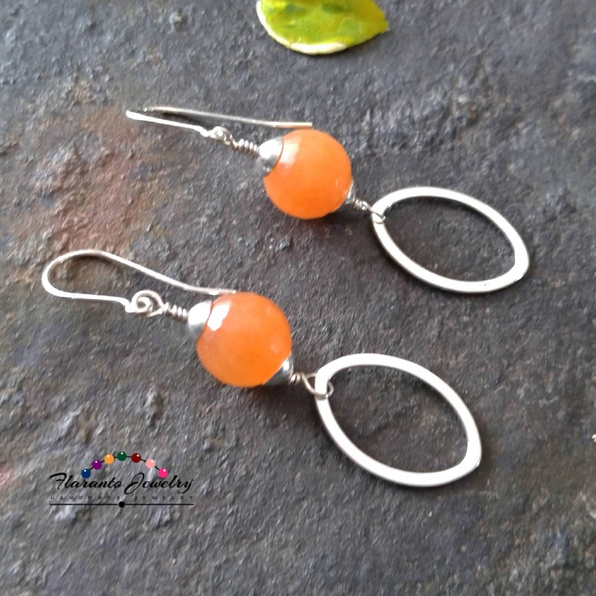 Karneol Ohrringe, Edelstein Orange Sterling Silber Link Kostenloser Versand, Geschenk Für Sie von FlarantoJewelry