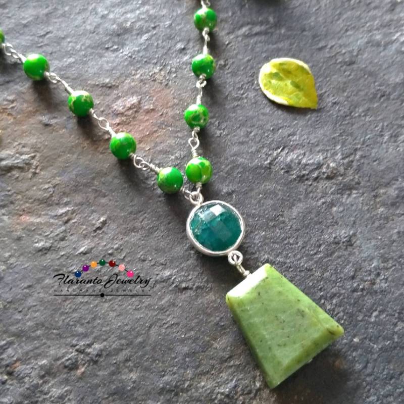 Lime Impression Jaspis Halskette, Sterling Silber Edelstein Kette Und Smaragd Kostenloser Versand, Geschenk Für Sie Lime Impression Jaspis Halskette, Sterling Silber Edelstein Kette Und Smaragd Kostenloser Versand, Geschenk Für Sie von FlarantoJewelry