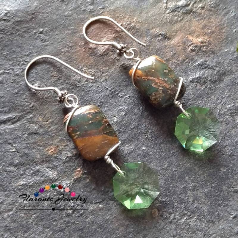 Swarovski-Kristall-Ohrringe, Rechteck Jaspis Ohrringe, Sterling Silber Grüne Urlaub Geschenk Für Sie Swarovski-Kristall-Ohrringe, Rechteck Jaspis Ohrringe, Sterling Silber Grüne Urlaub Geschenk Für Sie von FlarantoJewelry