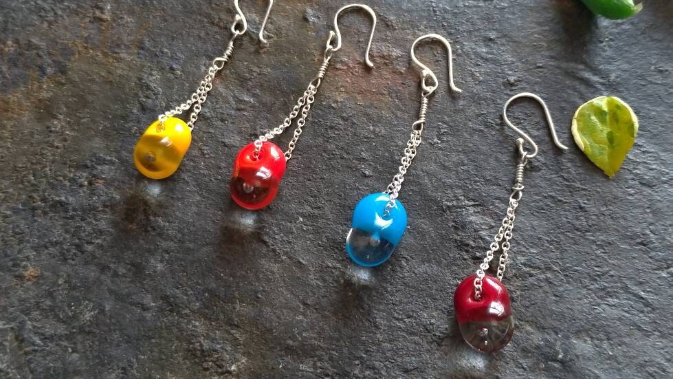 Transluzente Und Transparente Lampwork Ohrringe, Sterling Silber Glasohrringe, Kostenloser Versand, Geschenk Für Mama von FlarantoJewelry