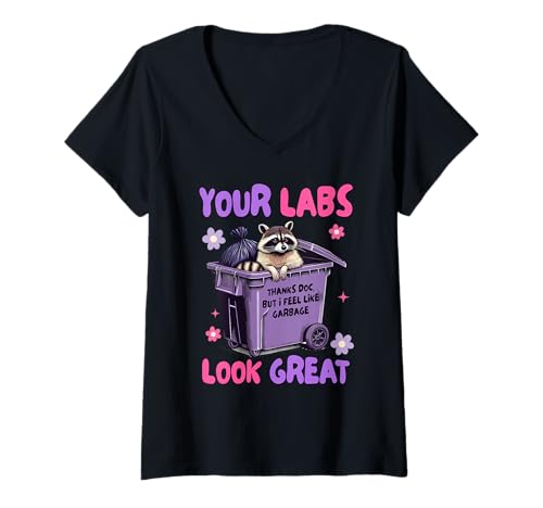 Damen Chronische POTS EDS Unsichtbare Krankheit Ihre Labore sehen toll aus T-Shirt mit V-Ausschnitt Damen Chronische POTS EDS Unsichtbare Krankheit Ihre Labore sehen toll aus T-Shirt mit V-Ausschnitt von Flare Day Chronic Pain Spoonie Raccoon