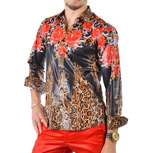 Herren Premiere Designer Mode Kleid Hemd Freizeithemd Gewebtes Langarm Button Down Shirt, Leopard-vs129, Mittel Herren Premiere Designer Mode Kleid Hemd Freizeithemd Gewebtes Langarm Button Down Shirt, Leopard-vs129, Mittel von Flash Apparel