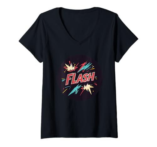 Damen Fangen Sie das Rampenlicht mit einem Flash-Statement T-Shirt mit V-Ausschnitt Damen Fangen Sie das Rampenlicht mit einem Flash-Statement T-Shirt mit V-Ausschnitt von Flash Speech