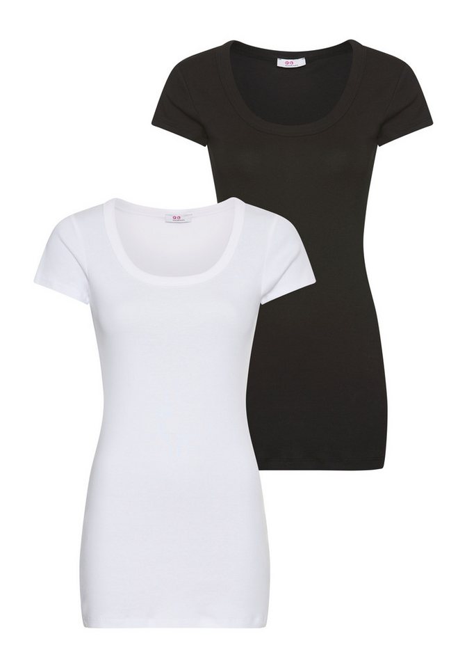 Flashlights T-Shirt (Packung, 2er-Pack) figurbetonter Schnitt, unifarben, Rundhalsausschnitt von Flashlights