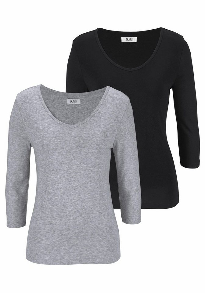 Flashlights V-Shirt (Packung, 2-tlg., 2er-Pack) unifarben, V-Ausschnitt, Basic-Stil, aus Baumwolle, im 2er-Pack von Flashlights