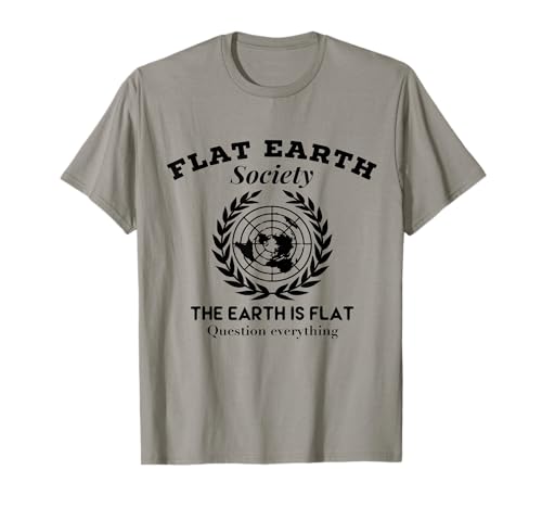 Flat Earth Society Gifts - Flat Earth Question Everything T-Shirt für Herren in Grau, Größe S, Klassischer Schnitt, Halbarm, Crew-Ausschnitt, 100% Polyester Flat Earth Society Gifts - Flat Earth Question Everything T-Shirt für Herren in Grau, Größe S, Klassischer Schnitt, Halbarm, Crew-Ausschnitt, 100% Polyester von Flat Earth Society Gifts