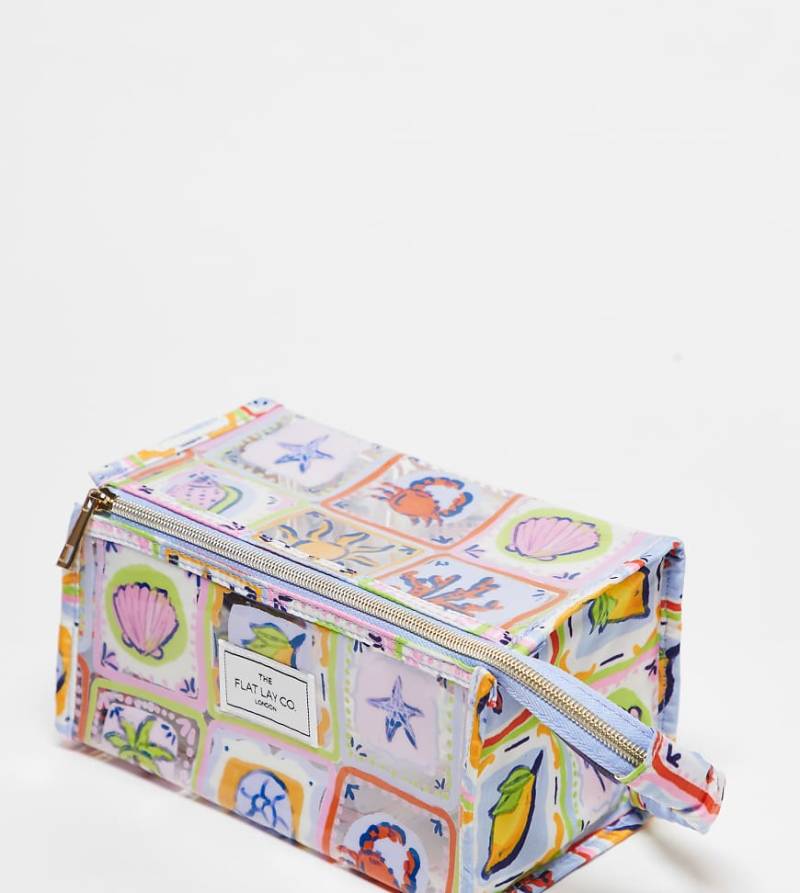 The Flat Lay Co. x ASOS Exclusive - Jelly-Kosmetiktasche mit Sommerfliesen-Muster-Bunt von Flat Lay Company