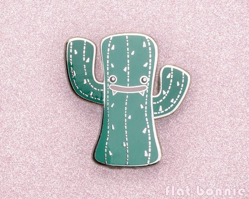 Kawaii Kaktus Emaille Pin Cloisonne Metall Anstecker - Flat Bonnie von FlatBonnie