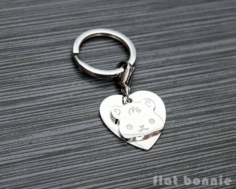 Meerschweinchen Schlüsselanhänger Edelstahl Anhänger, Rucksack Accessoire von FlatBonnie