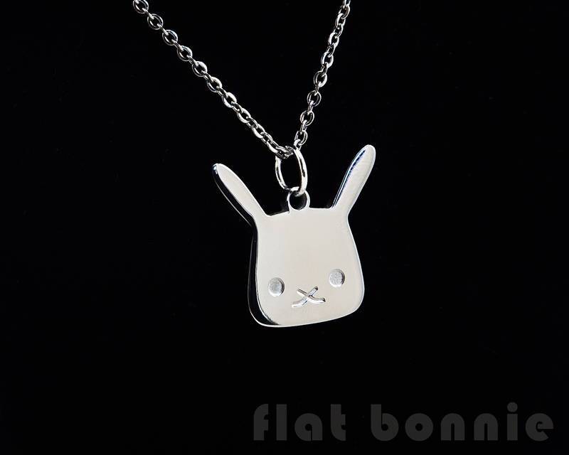 Niedlichen Kaninchen Halskette, Hase Charme, Schmuck, Niedlichen Tier Liebhabergeschenk, Pet-Memorial Touchstone, Edelstahl Kawaii Japan Flache von FlatBonnie