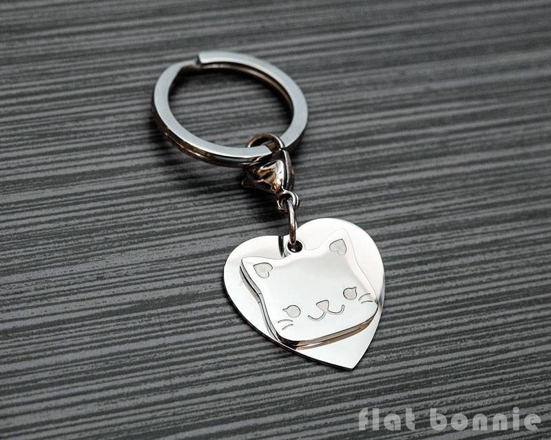 Personalisierter Katzen Schlüsselanhänger Kawaii Kitty Rucksack Anhänger, Haustier Gedenkstätte von FlatBonnie